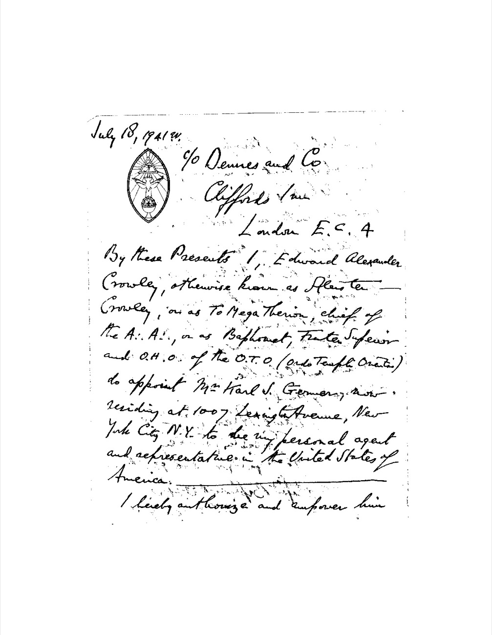 The 1941 Power of Attorney